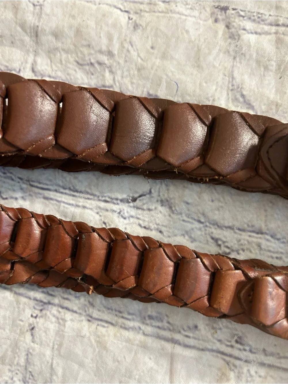 FULL GRAIN COWHIDE LEATHER WOVEN BRAIDED SIZE 34 & THIN BROWN LEATHER WOVEN 44